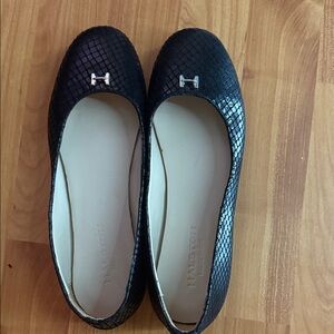 Halston Heritage Black Snakeskin Pattern Flats